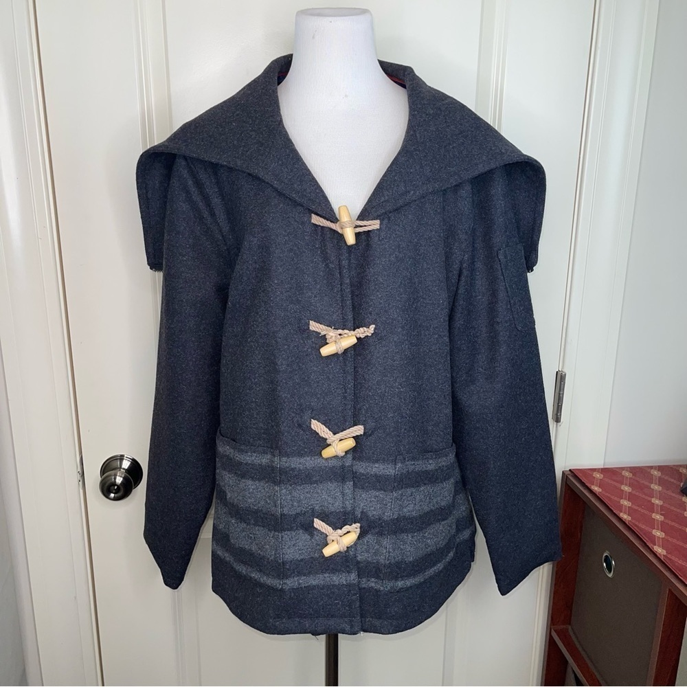 Tommy Hilfiger Wool Blend Coat Hooded Toggle Rope Closure - Picture 12 of 17
